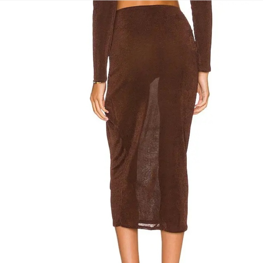 Cullen Midi Skirt in Chocolate Brown NBD - Picture 4 of 4